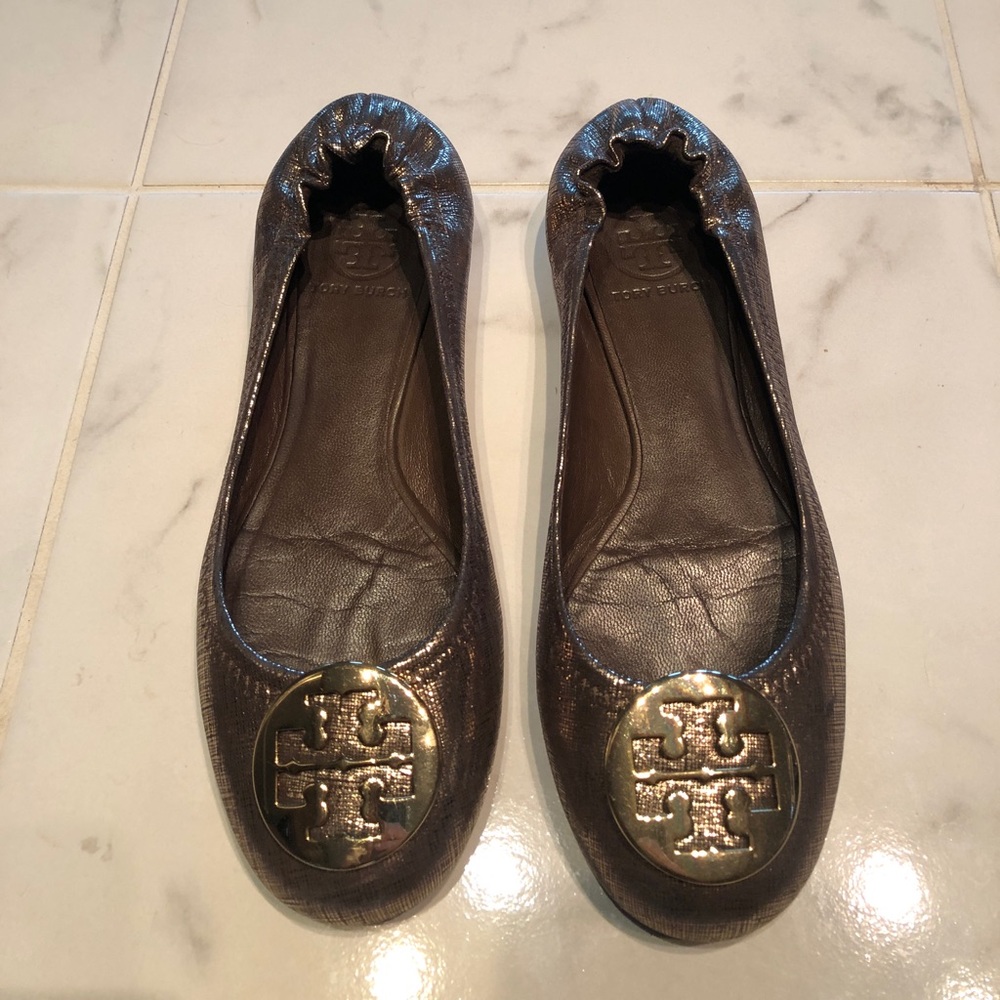 Tory Burch gold metallic flats